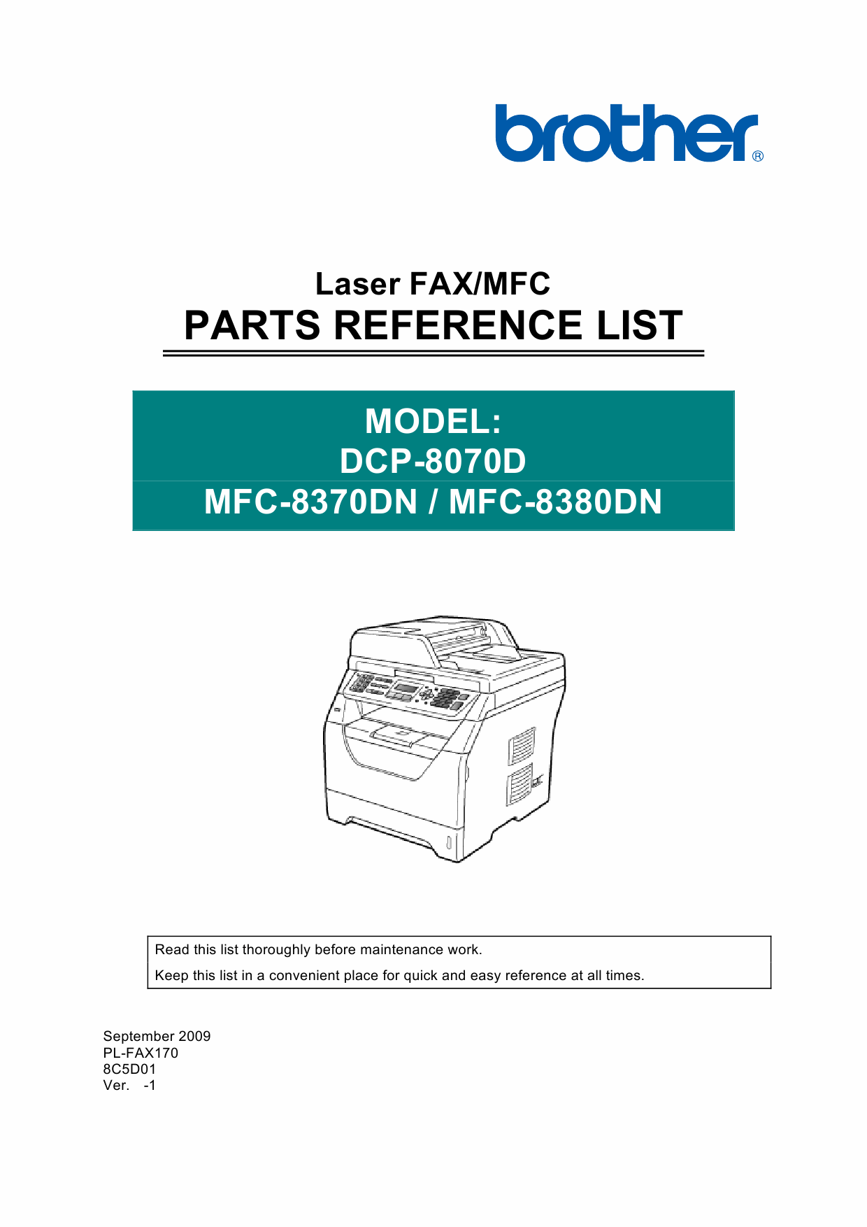 Brother Laser-MFC 8370 8380 DN DCP8070 D Parts Reference-1